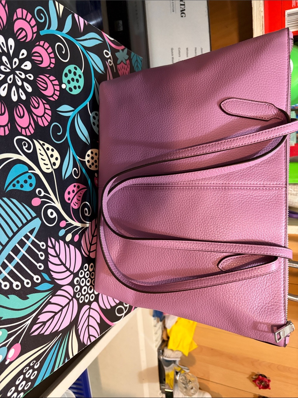 Coach Lilac Pebble Leather Tote with Double Shoulder Straps - Picture 5 of 5